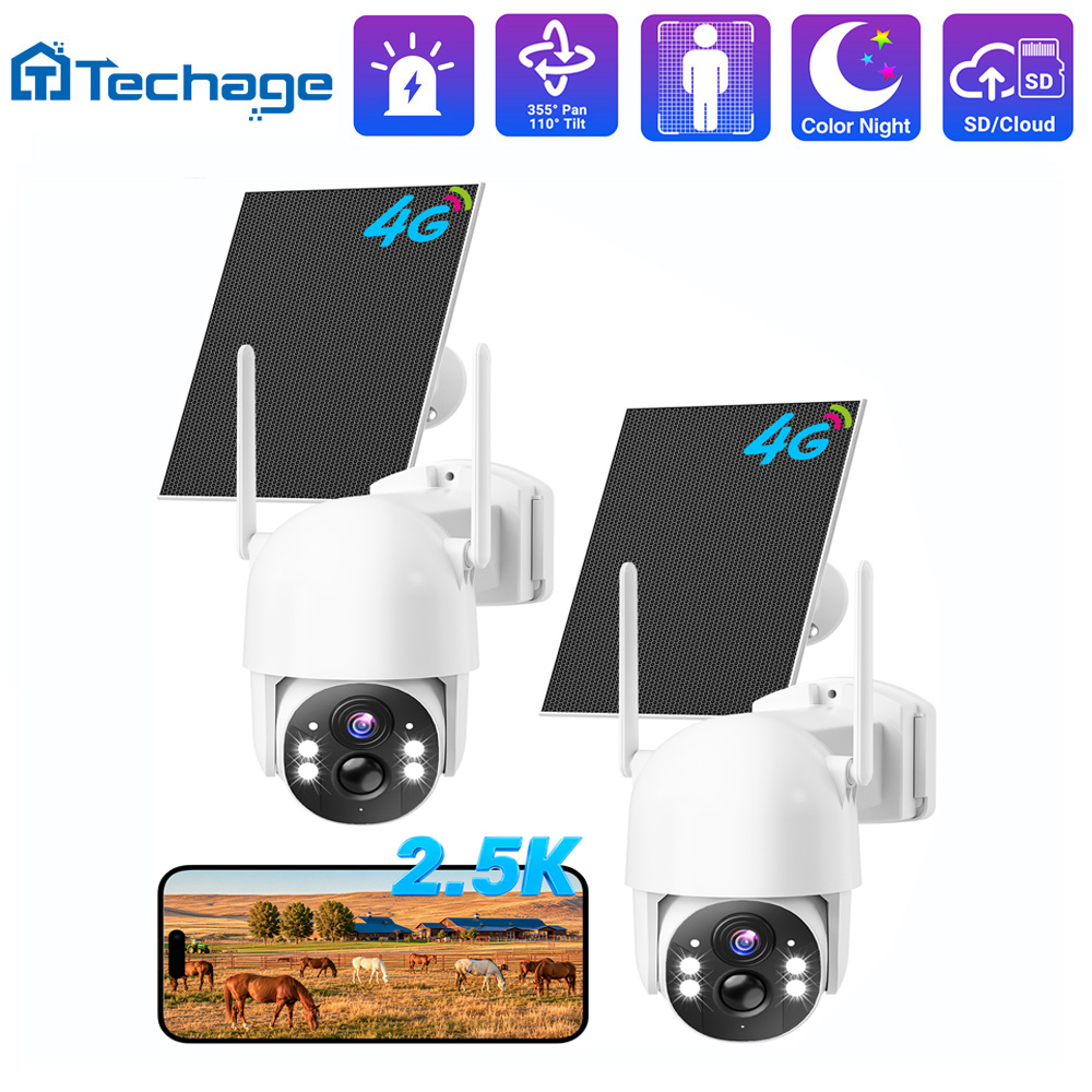 Home Security Outdoor Camera System - Techage 4G LTE Solar-Sicherheitskamera für den
