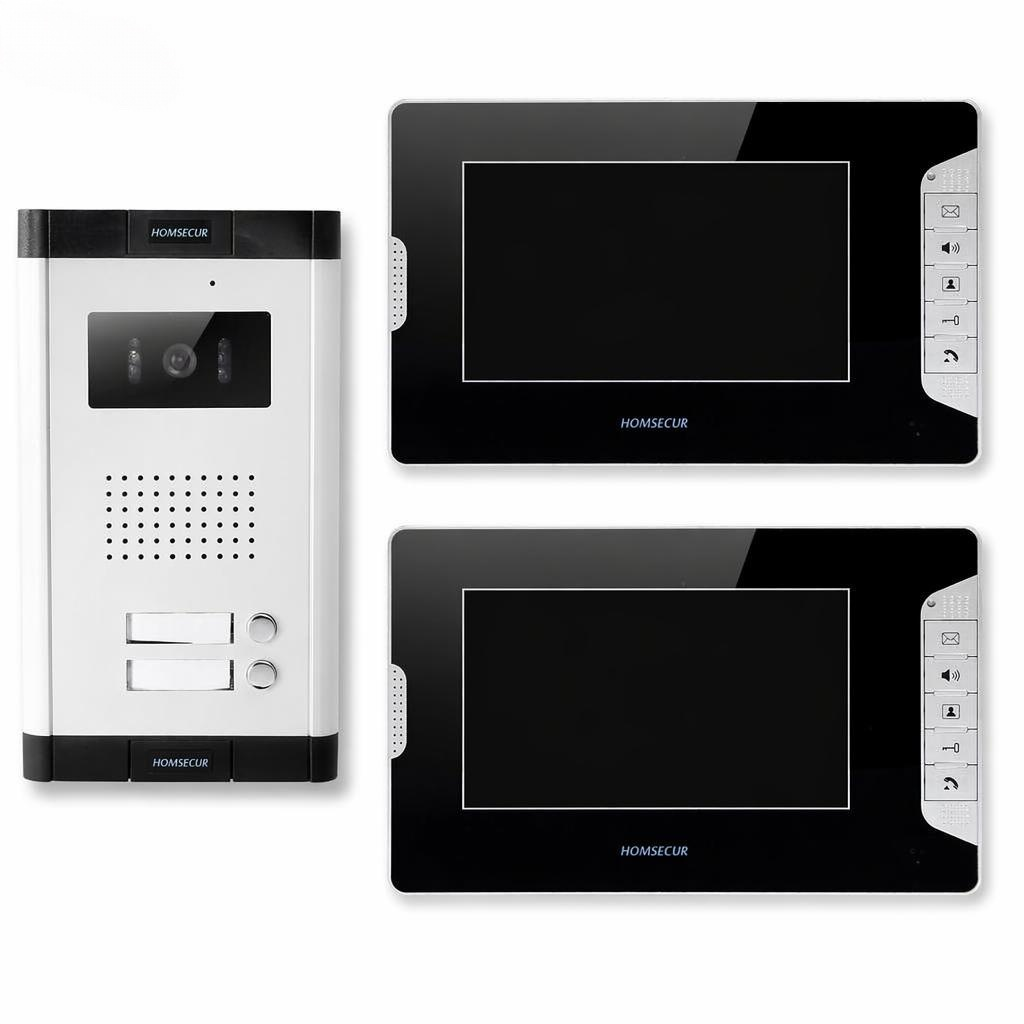 Home Security Kit With Camera - 4-Draht 2-Familien Video-Türsprechanlage 7-Zoll-Monitor Kabelgebundenes Heimsicherheits-Türklingel-Set