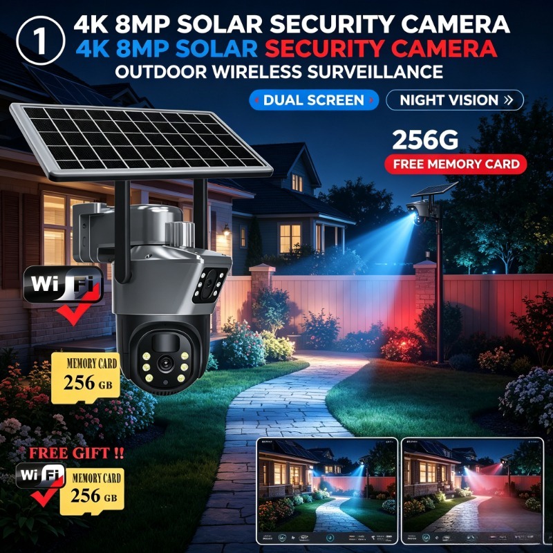 Ip Camera Outdoor 4K - Solarbetriebene 4K 8MP Überwachungskamera mit SIM-Karte,