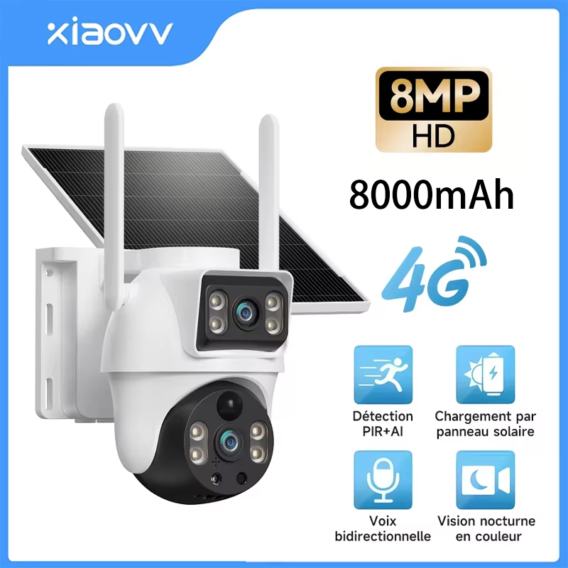 Home Security Outdoor Camera System - XIAOVV 8MP 4G LTE Solar Außen-IP-Kamera