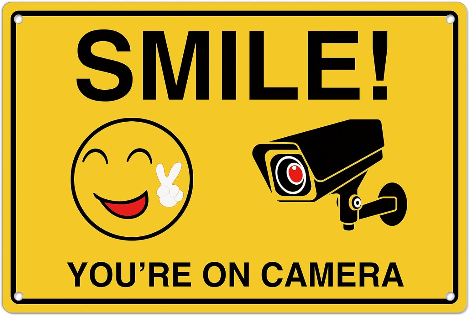 Home Security Outdoor Camera System - Smile Youre On Kameraschilder; Rostfreie Aluminium-Videoüberwachung