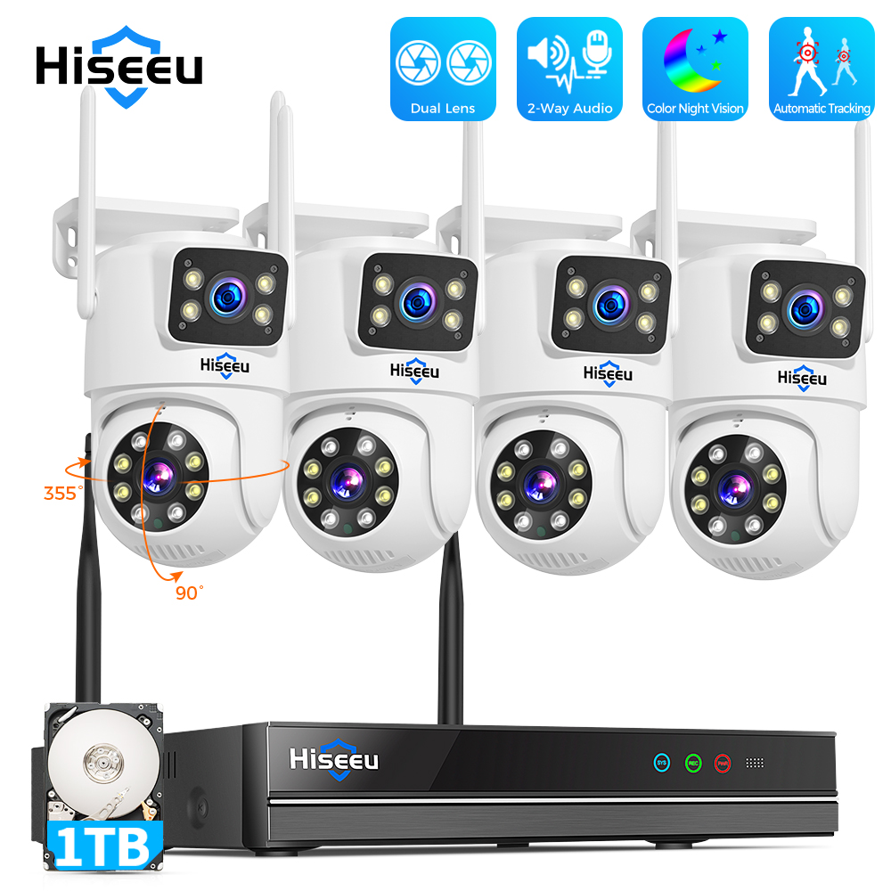 Home Security Kit With Camera - Hiseeu 6MP WLAN Dual-Objektiv-Kamera Sicherheitssystem-Set 3K
