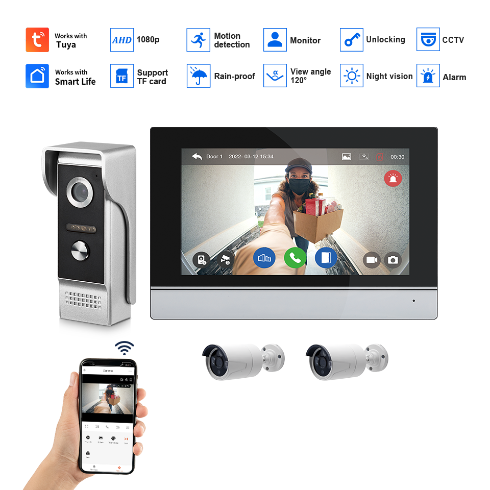 7 zoll IPS Bildschirm 2MP Tuya – Home Security Camera Installation Bewertung und Preis
